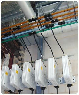 Compressed air, Water, Coolant and Oil Services connected to hose reels